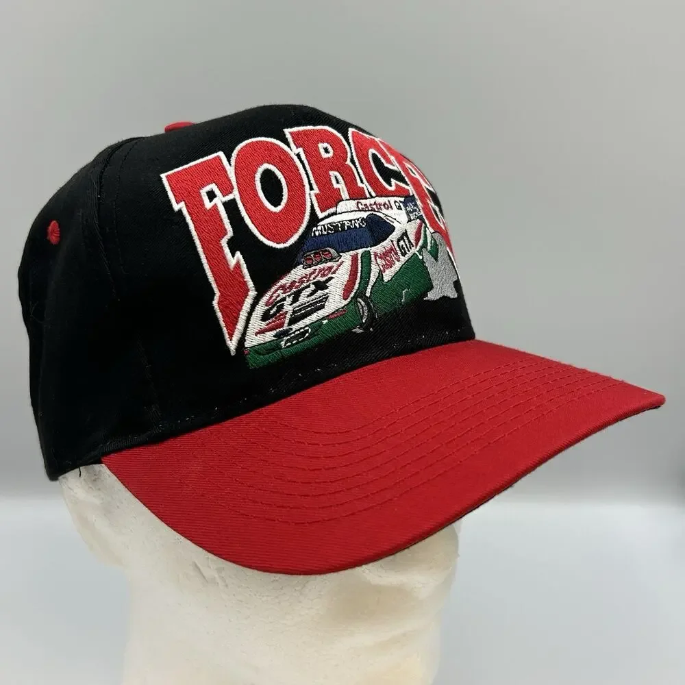 Vintage John Force Embroidered Castrol Racing SnapBack Truckers Cap Hat Logo 7